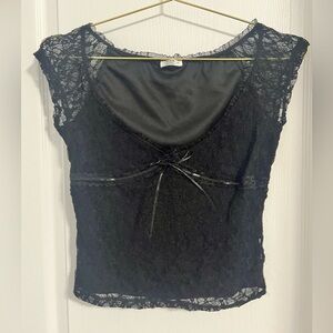 Ardene Black Ruffle Trim Top